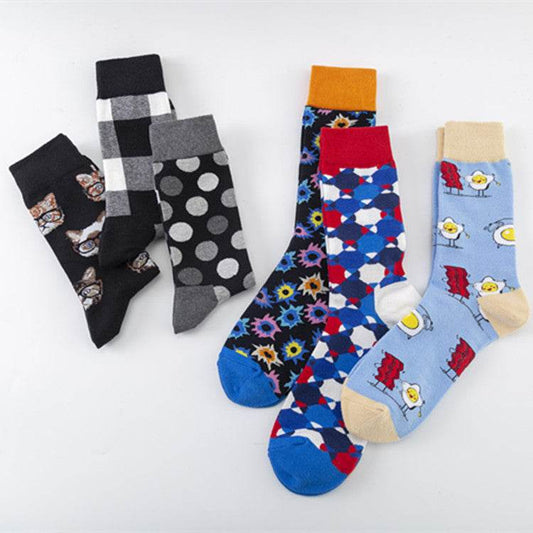Buycenter Trendy Colorful Socks - Hand-Stitched Cotton, European Size 40-46 - Buy Center US