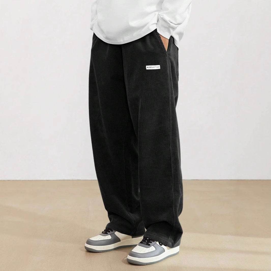 European Size Men's Corduroy Casual Pants - Creamy White, Black, Navy - Buy Center US
