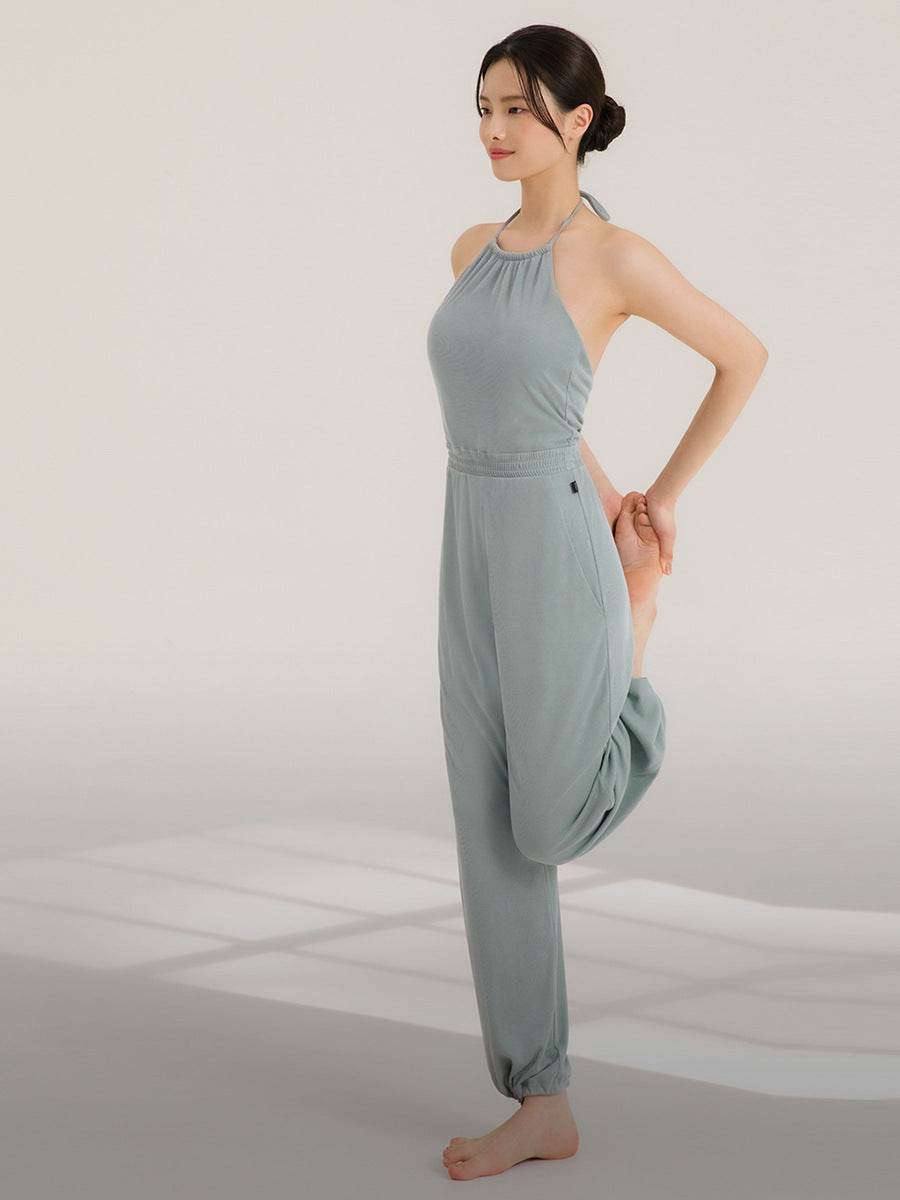 Women's Halter Fitness Jumpsuit - Breathable Viscose, Lightweight Design - Buy Center US