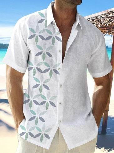 Buycenter Men's Short Sleeve Striped Beach Shirt - Casual & Stylish Fit - Buy Center US