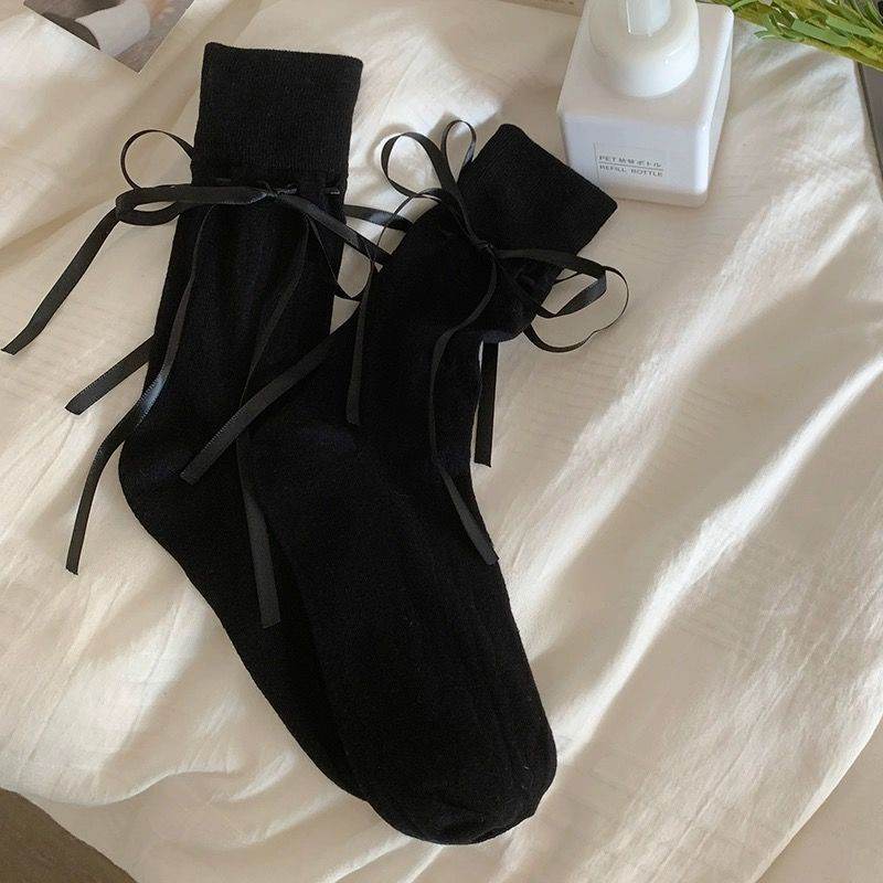 Women’s Mid-Calf Socks with Bow Strap - Stylish and Comfortable - Buy Center US
