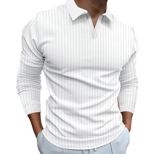 Solid Color Men’s Long Sleeve Lapel Shirt - Casual Fitness Style - Buy Center US
