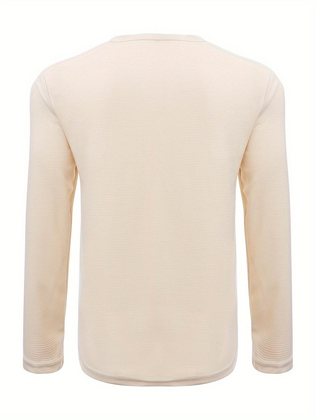 Men's Waffle V Neck Long Sleeve Active T-shirt - Comfy Casual Wear - Buy Center US