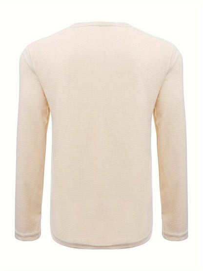 Men's Waffle V Neck Long Sleeve Active T-shirt - Comfy Casual Wear - Buy Center US