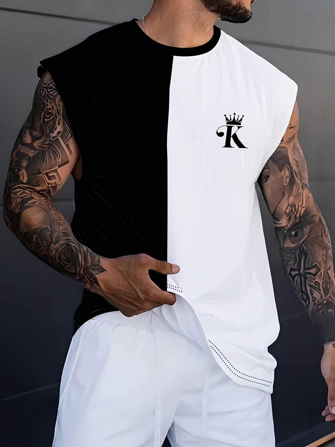 Men's 3D Color Block Sleeveless T-Shirt - Breathable Gym Sportswear - Buy Center US
