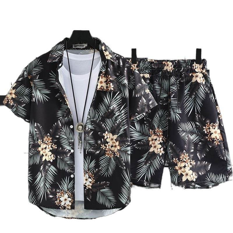 Buycenter Men's Hawaiian Beach Suit - Loose Quick-Dry Short Sleeve Shirt - Buy Center US