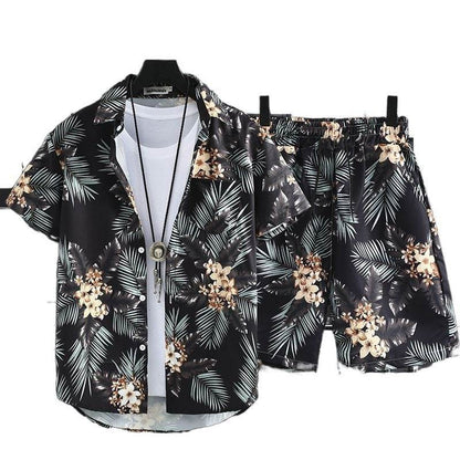 Buycenter Men's Hawaiian Beach Suit - Loose Quick-Dry Short Sleeve Shirt - Buy Center US
