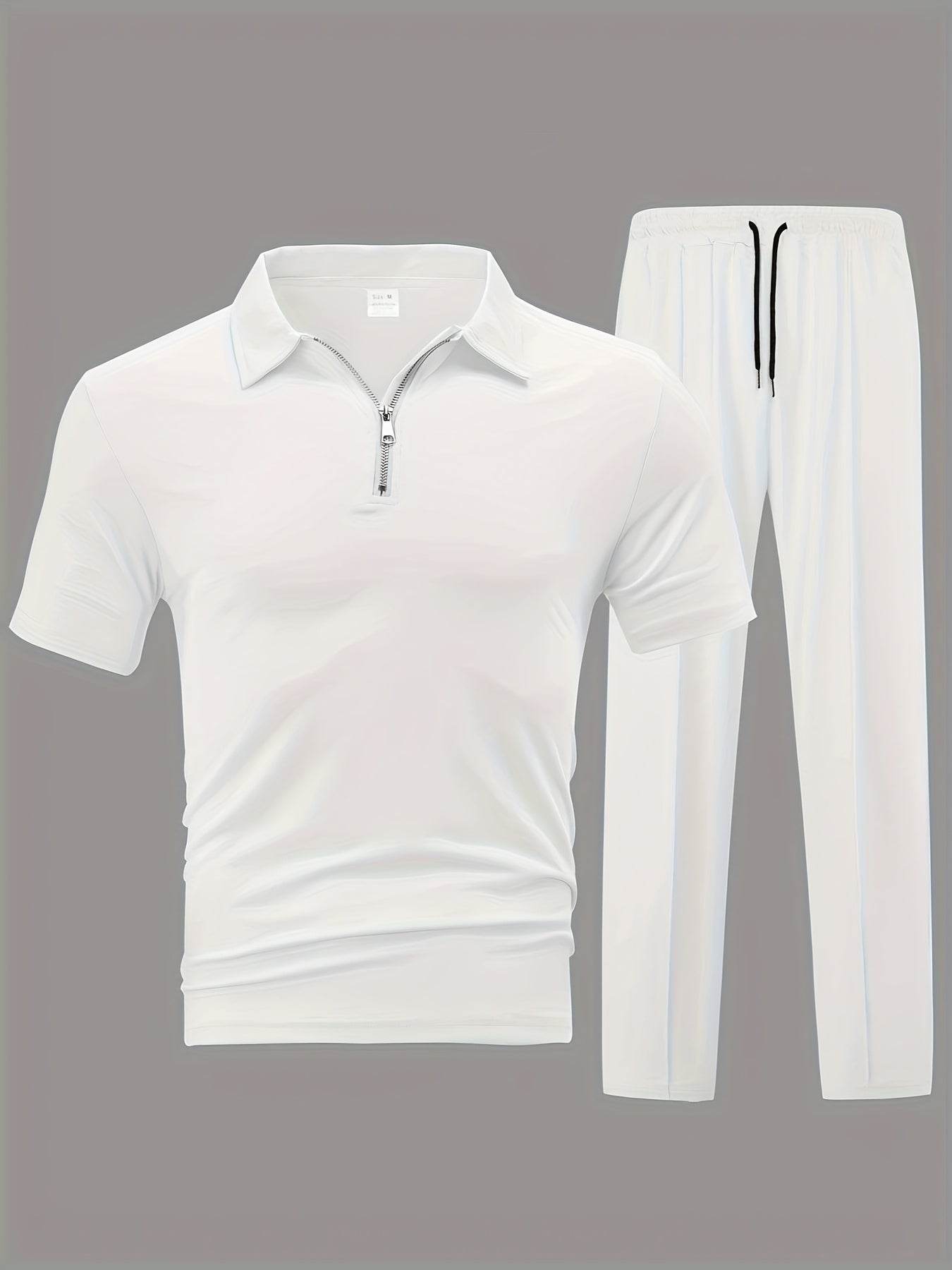 Men's Casual Outdoor Zip Short Sleeve & Pants Set - 5 Color Options - Buy Center US