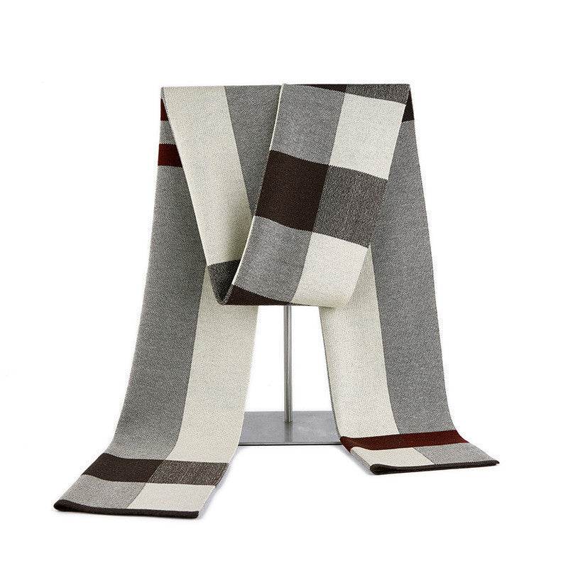 Buycenter Men's Wool Knitted Scarf - Plaid Design, Warm & Stylish - Buy Center US