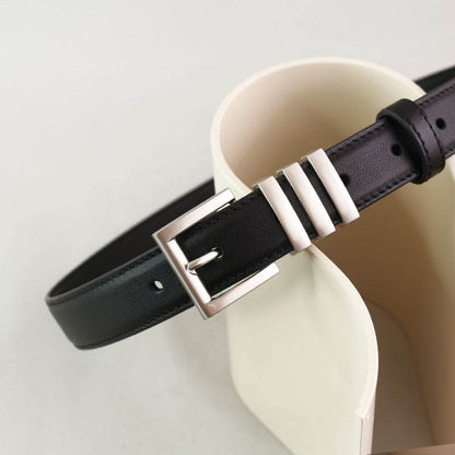 Genuine Cowhide Leather Belt for Women - Stylish Pin Buckle, 100CM - Buy Center US