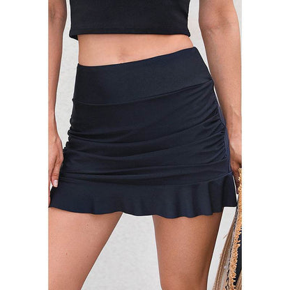 Stylish Women's Pleating Ruffled Shorts - Solid Color, Comfortable Fit - Buy Center US