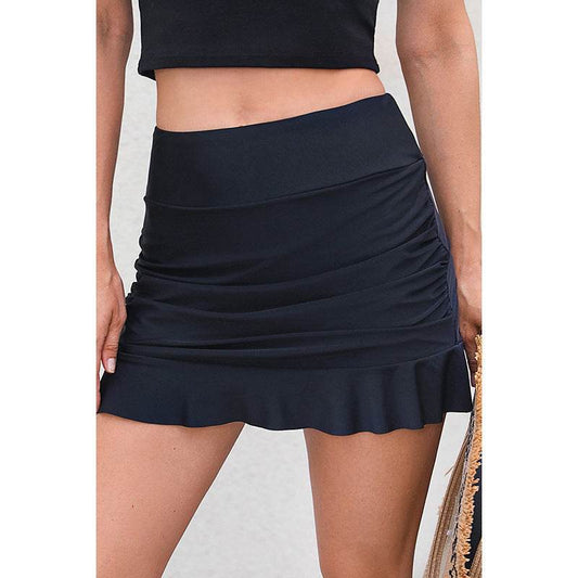 Stylish Women's Pleating Ruffled Shorts - Solid Color, Comfortable Fit - Buy Center US