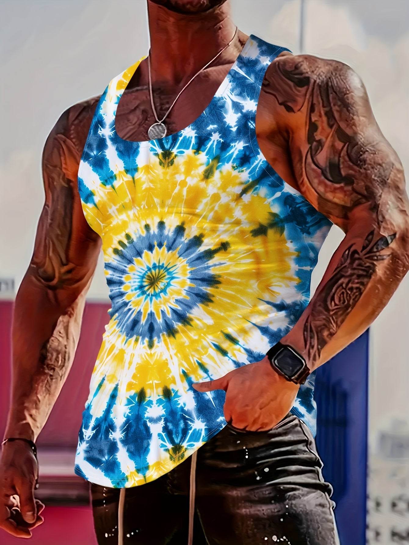 MBD Men's Stylish Lion Print Tank Top - Casual Sleeveless Summer Wear - Buy Center US