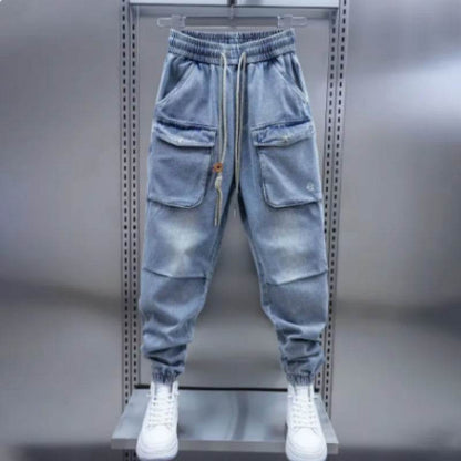 Light Blue Big Pocket Jeans for Teens - High Elasticity & Low Waist - Buy Center US