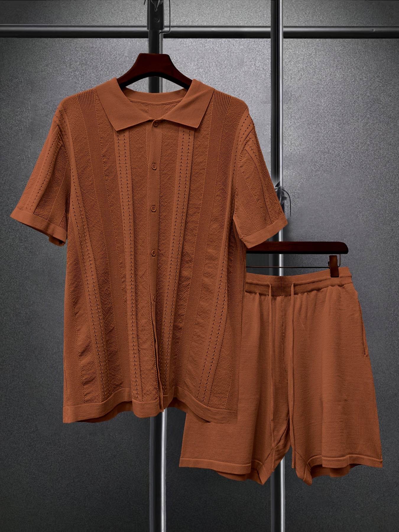 Men's Short-Sleeved Shirt and Shorts Suit - Casual Spring Fashion Set - Buy Center US