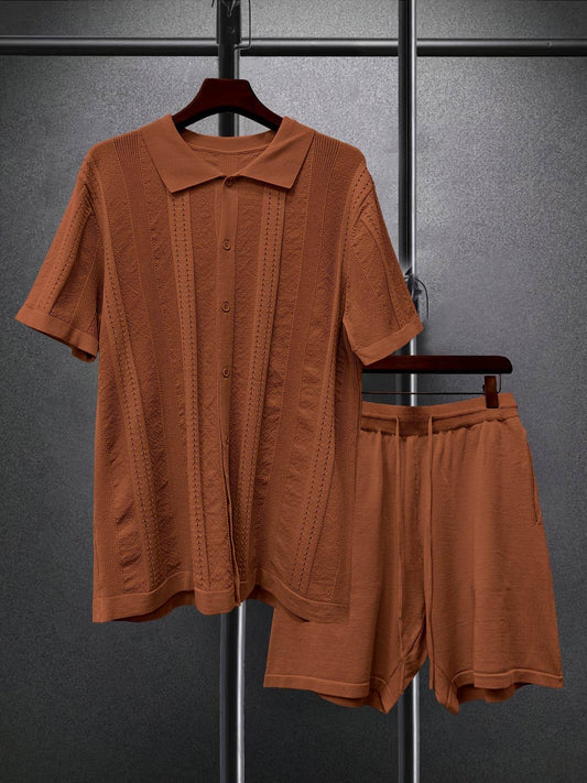 Men's Short-Sleeved Shirt and Shorts Suit - Casual Spring Fashion Set - Buy Center US