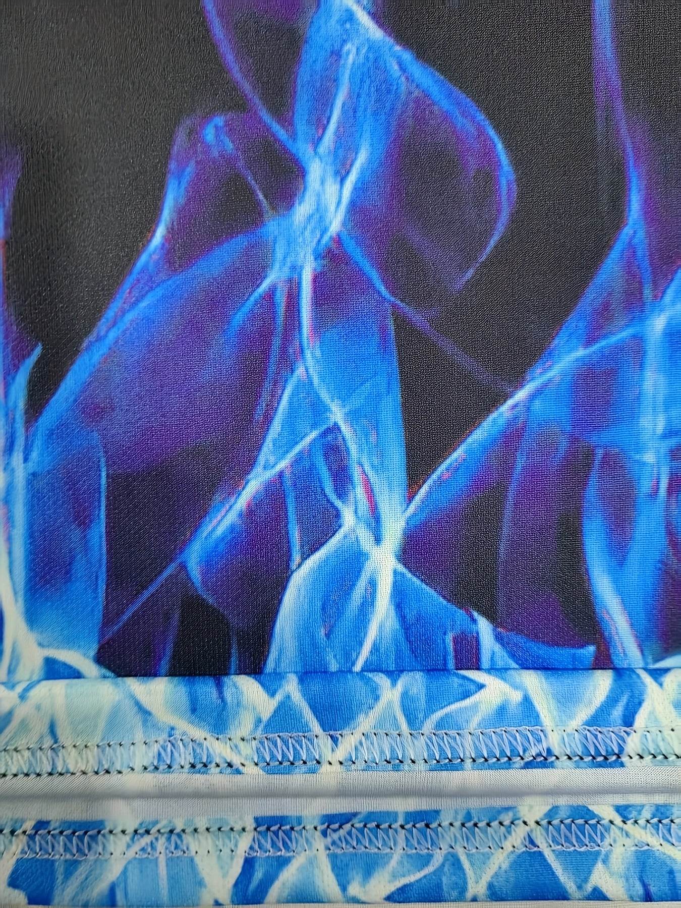 Men's Sleeveless Muscle Tank - 3D Blue Flame Print for Gym & Daily Wear - Buy Center US
