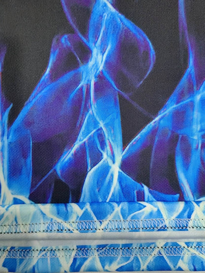 Men's Sleeveless Muscle Tank - 3D Blue Flame Print for Gym & Daily Wear - Buy Center US