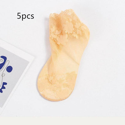 Women's Lace Cotton Socks - Quick Drying, Invisible Comfort for All Ages - Buy Center US