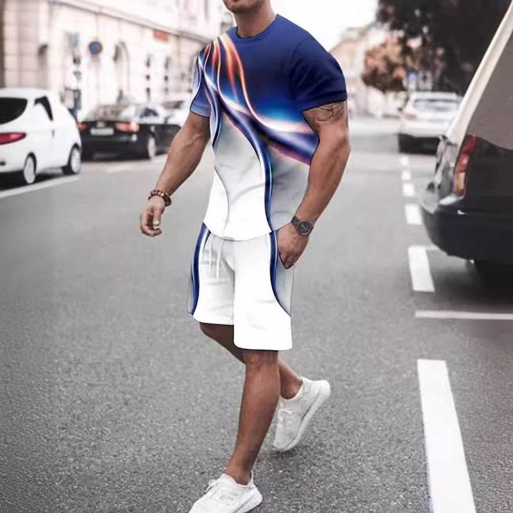 Men's Casual Printed T-Shirt & Shorts Set - Comfortable Sportswear - Buy Center US