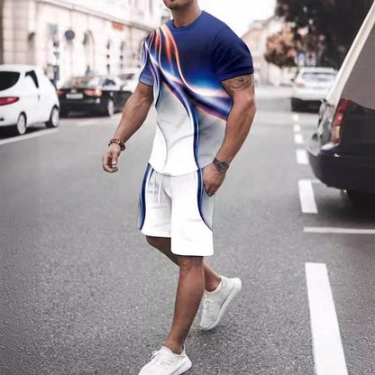 Men's Casual Printed T-Shirt & Shorts Set - Comfortable Sportswear - Buy Center US