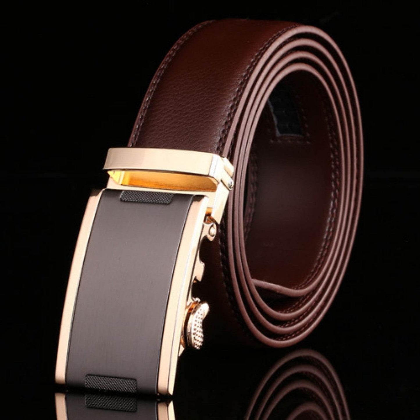 Buycenter Men's Automatic Buckle Cowhide Belt - Genuine Leather, Stylish Colors - Buy Center US