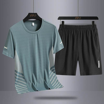 Buycenter Men's Summer Suit - Ice Silk Quick-Drying T-Shirt & Shorts Set - Buy Center US