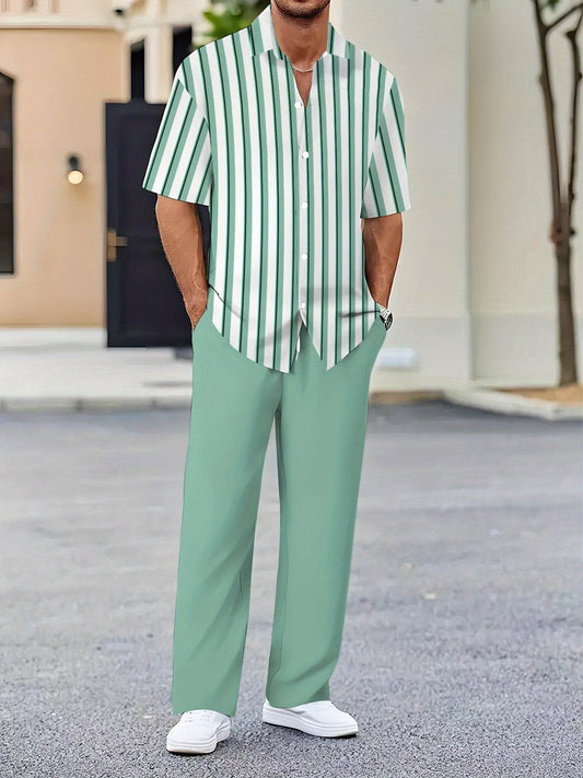 Men's Casual Novelty Outfit Set - 100% Polyester with Button Detail - Buy Center US