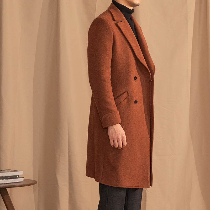 Buycenter Double-Breasted Mid-Length Wool Overcoat - Stylish & Warm - Buy Center US