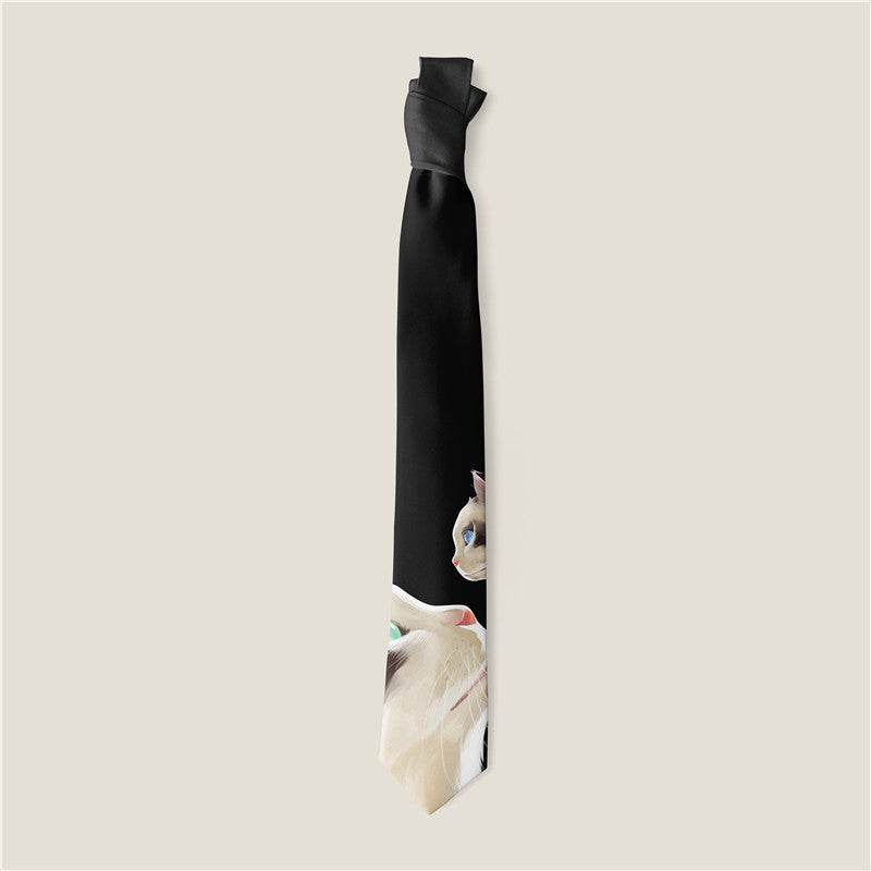 Buycenter Creative Animal Rose Print Tie - Stylish Polyester Necktie - Buy Center US