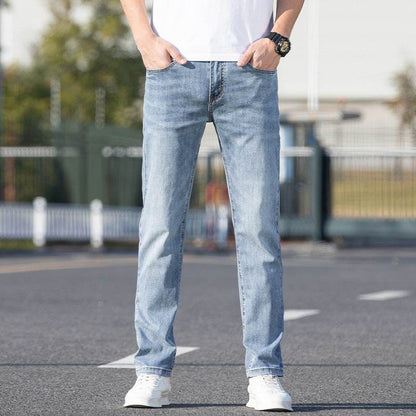 Buycenter Men's Slim-Fit Summer Jeans - Thin, Straight Leg Trousers - Buy Center US