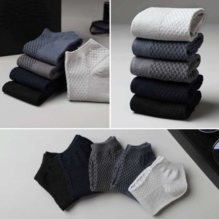 Buycenter Men's Ankle Socks - Bamboo Fiber, Plaid, Short Tube Design - Buy Center US