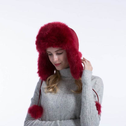 Korean Style Fox Fur Hat for Women - Warm Winter Beanie for All - Buy Center US