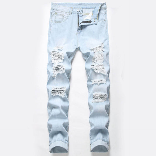 Men's Ripped Jeans - New Design Knee Holes Trousers for Street Style - Buy Center US