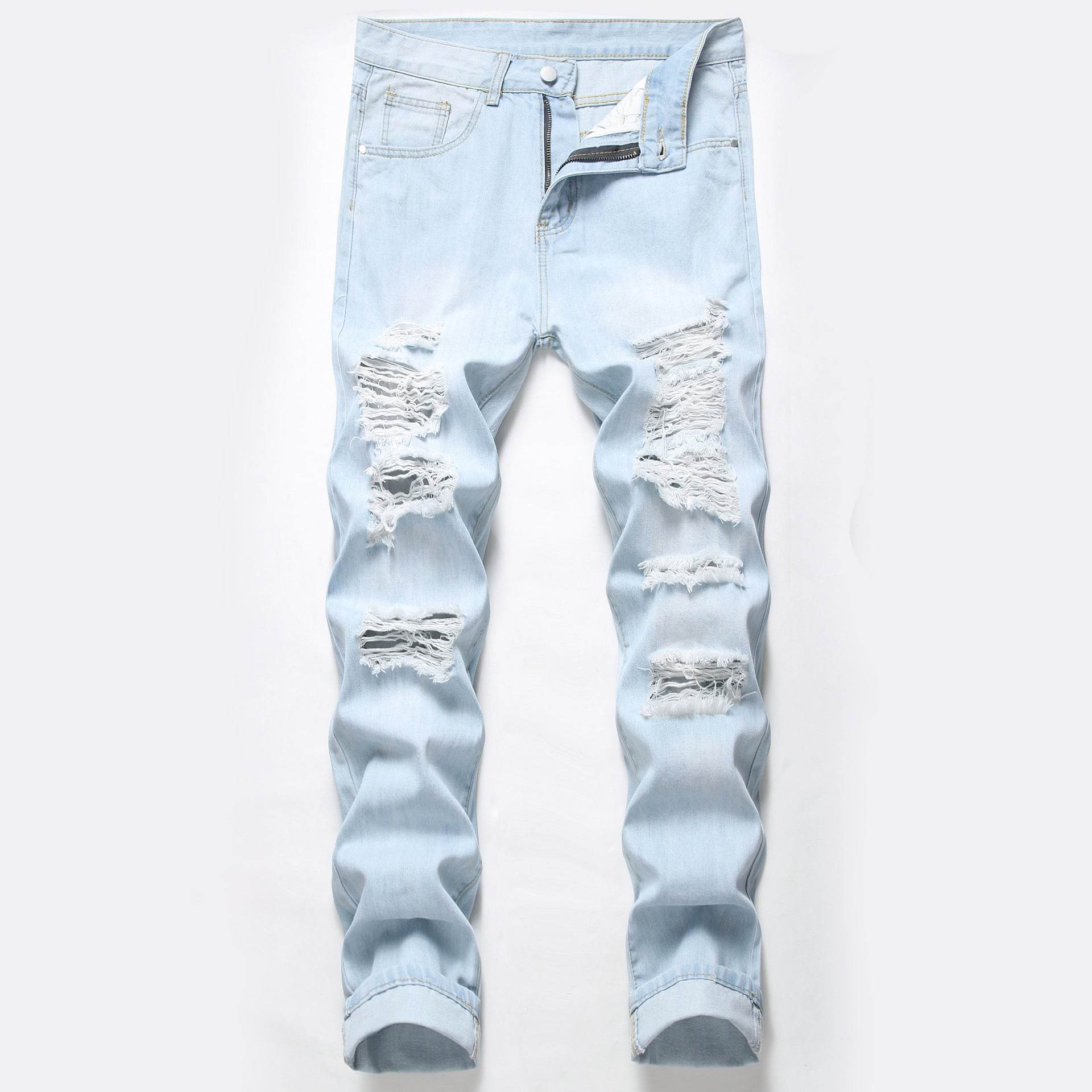 Men's Ripped Jeans - New Design Knee Holes Trousers for Street Style - Buy Center US