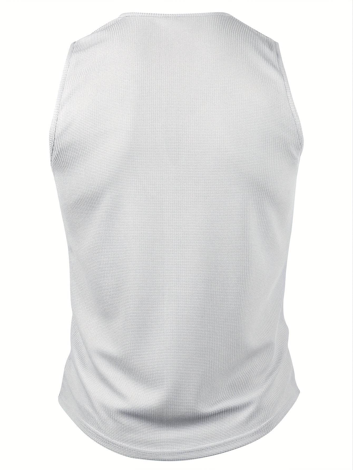 Men's V-Neck Waffle Knit Top - Stylish & Retro Casual Wear in Vibrant Yellow - Buy Center US