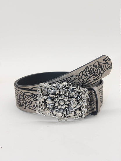 Vintage Punk Retro Embossing Love Belt - Stylish PU Leather Accessory - Buy Center US