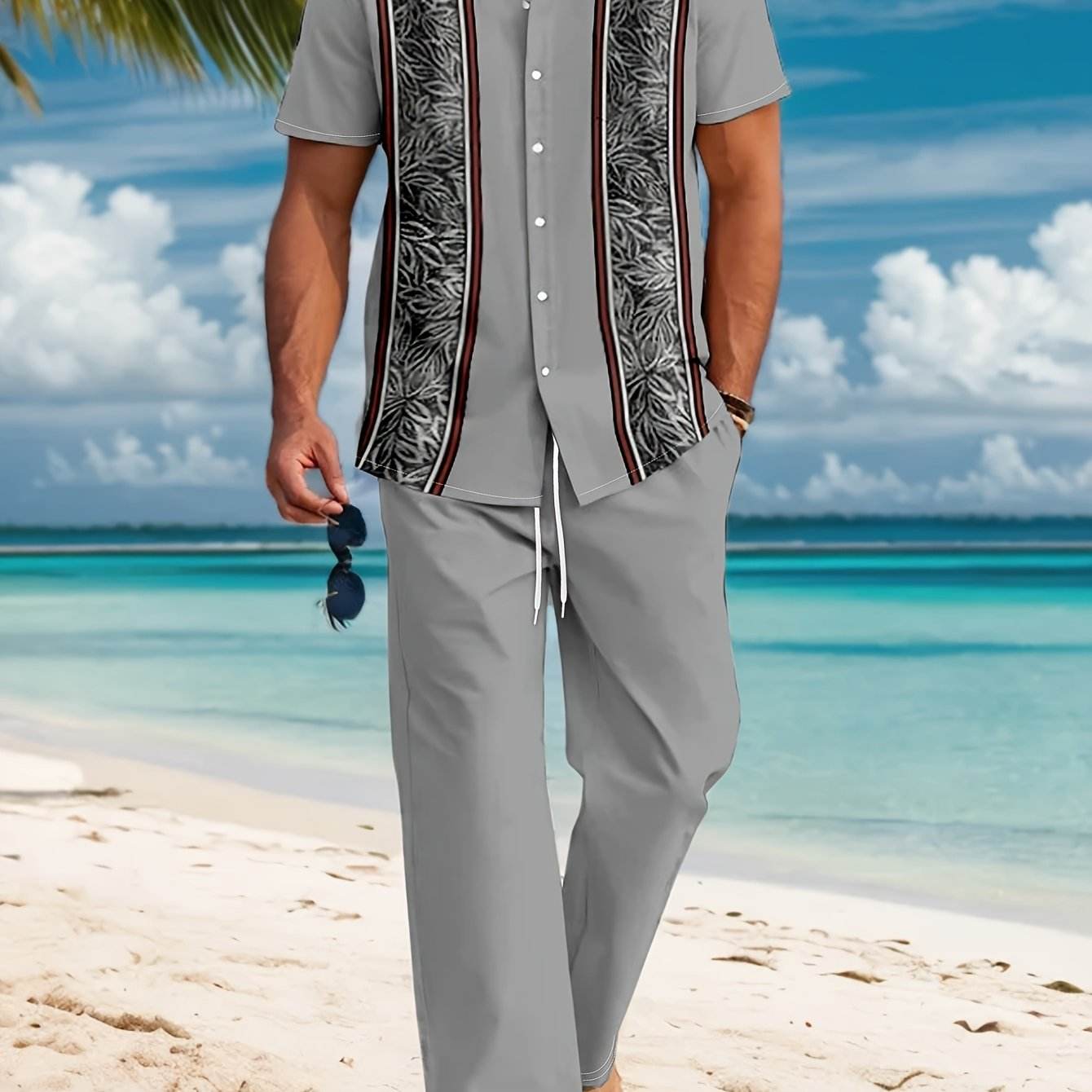 Stylish Men's Casual Suit Set - Top & Pants - Perfect for Spring/Fall - Buy Center US