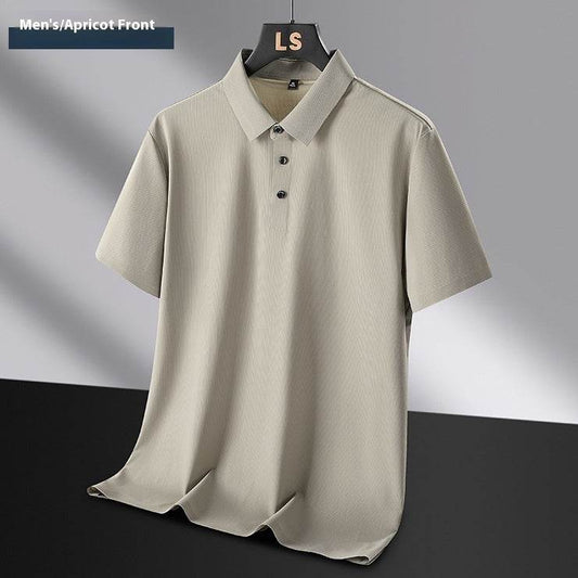 Buycenter Plus Size Seamless Polo Shirt - Ice Silk, Short Sleeve for Summer - Buy Center US