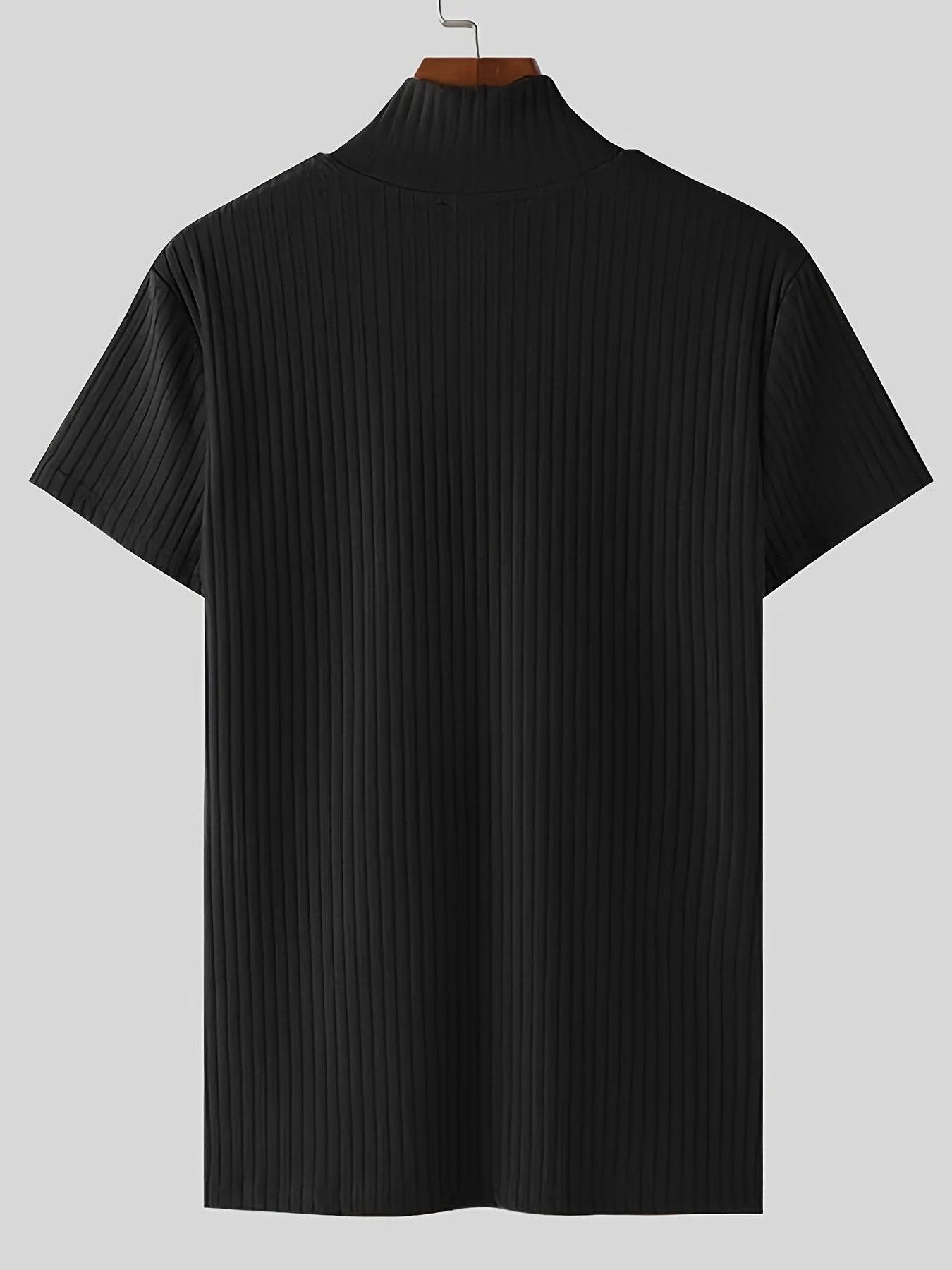 Men's Red V-Neck Striped Athletic Shirt - Slim Fit Short Sleeve Top - Buy Center US