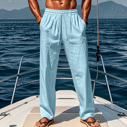 Breathable Cotton-Linen Leisure Sports Trousers - Mid Waist, Multiple Colors - Buy Center US