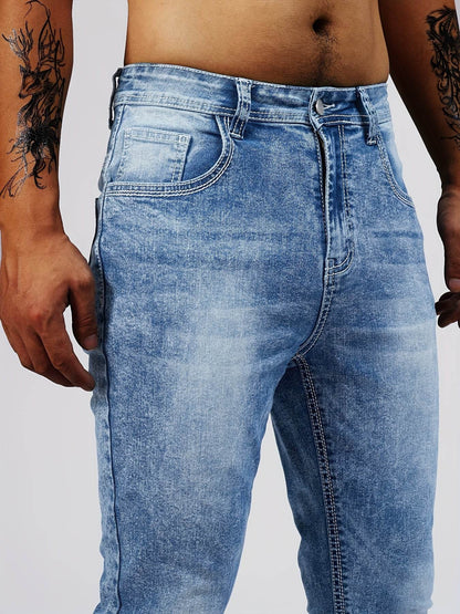 Trendy Solid Denim Pants for Men - Skinny Fit Casual Jeans - Buy Center US