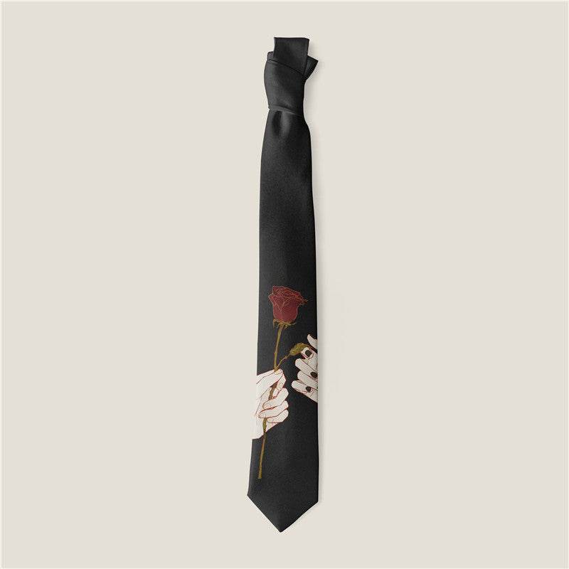 Buycenter Creative Animal Rose Print Tie - Stylish Polyester Necktie - Buy Center US