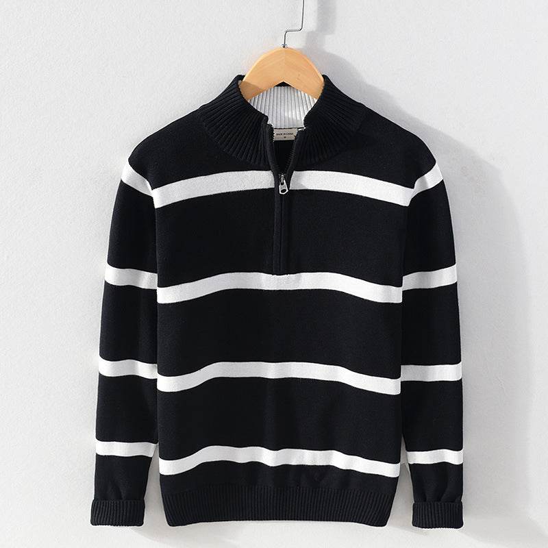 Men's Cotton Wool Half Zipper Sweater - Casual Slim Fit Pullover - Buy Center US