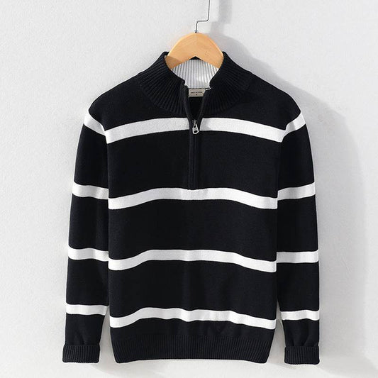 Men's Cotton Wool Half Zipper Sweater - Casual Slim Fit Pullover - Buy Center US