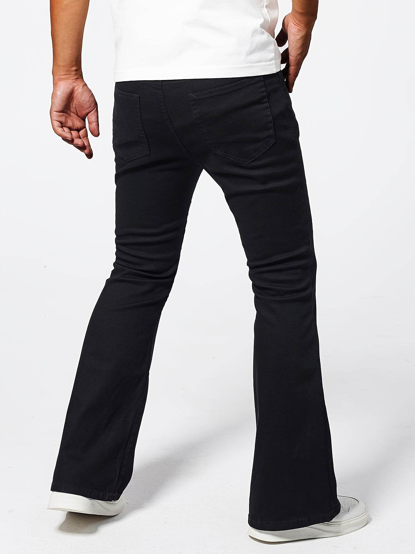 Men's Slim-Fit Solid Denim Pants - Casual Cotton Jeans for Outdoor Use - Buy Center US