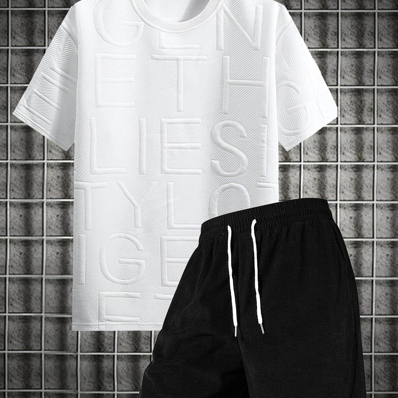 Men's Summer Casual Tee & Shorts Set - High-Weight Texture, Zipper Pocket - Buy Center US