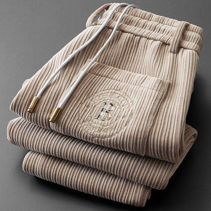Fashionable Corduroy Sweatpants for Men - Micro Elasticity & Mid Waist - Buy Center US