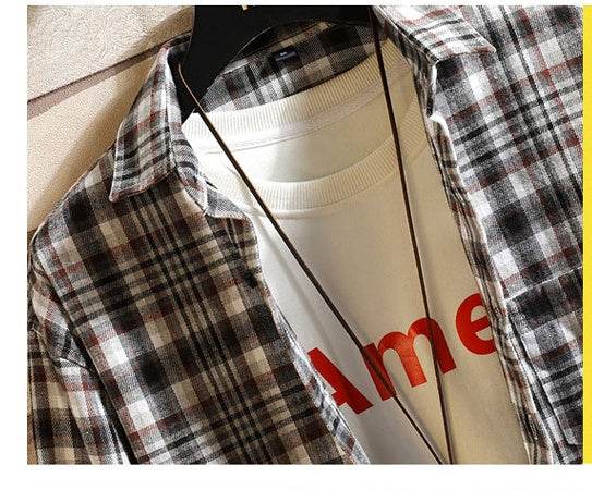 Buycenter Men's Checked Long-Sleeved Shirt - Stylish Japanese Fit & Design - Buy Center US