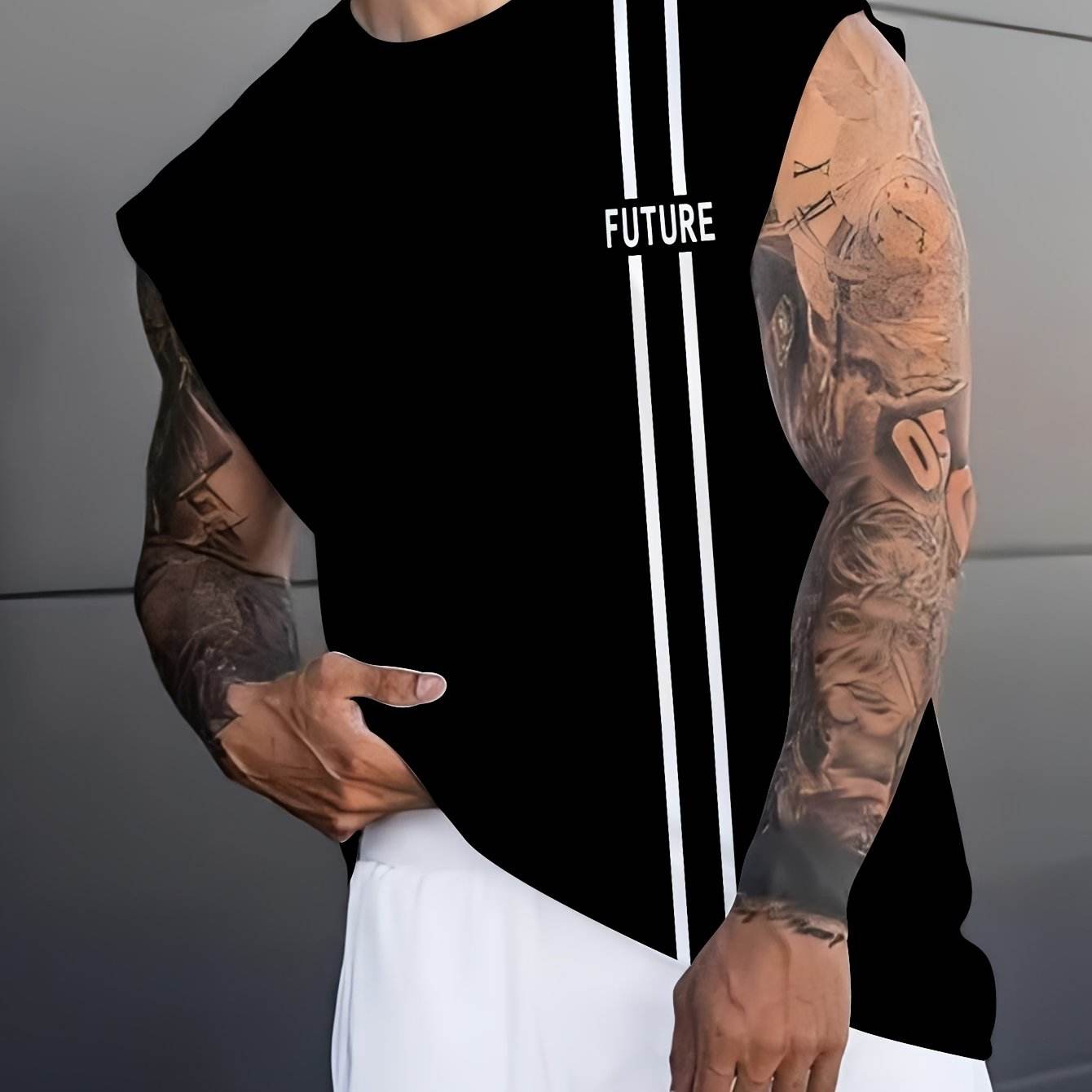 Men's 3D Black Patterned Tank Top - Breathable Sleeveless Sports Vest - Buy Center US
